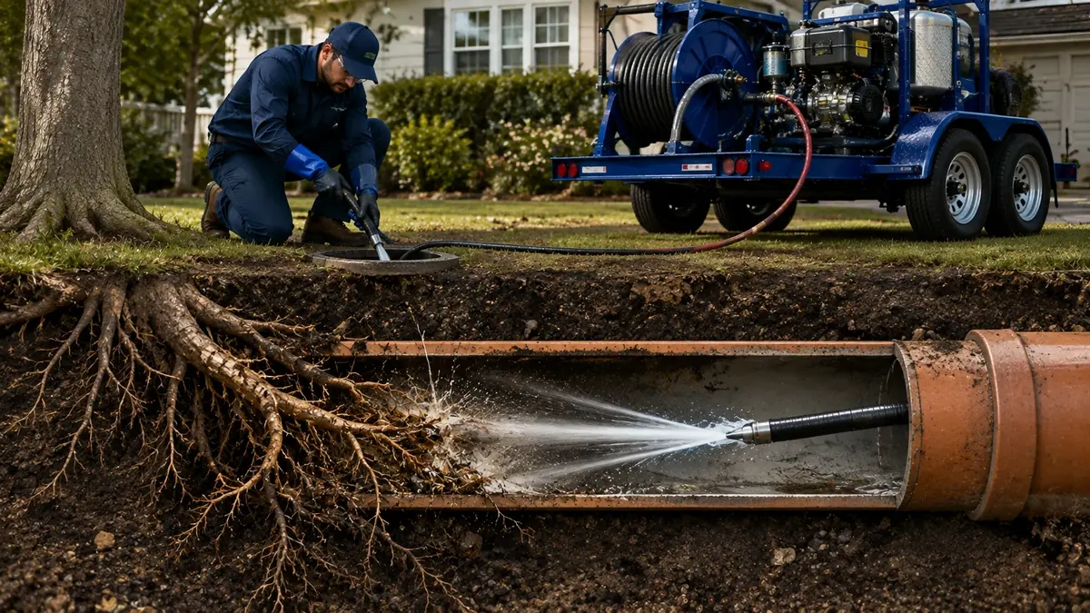 Tree Root Removal with Hydro Jetting in Camp Nelson